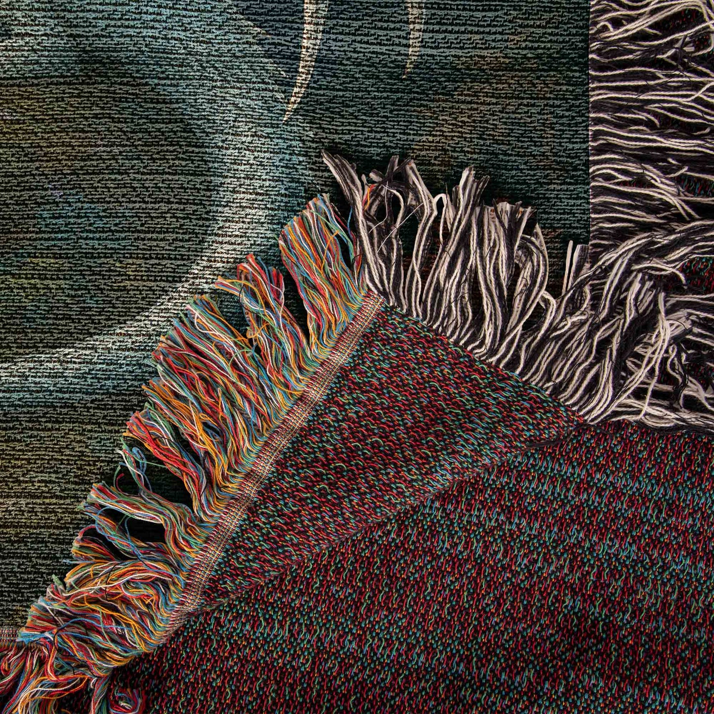 100% Cotton Woven Blanket – White Dragon Perched on Woodland Cliff under Stars