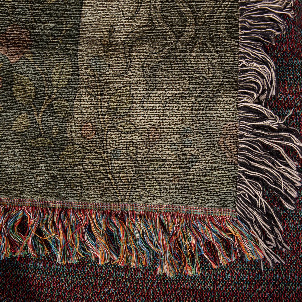 100% Cotton Woven Blanket – Enchanted Forest Scene with Two Horses Eye to Eye