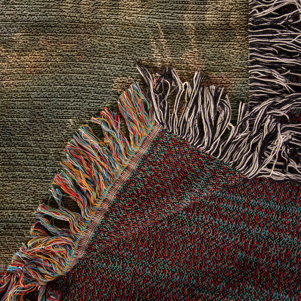 Woven Cotton Blanket – Magical Swans in Pond with Flower-Covered Shores