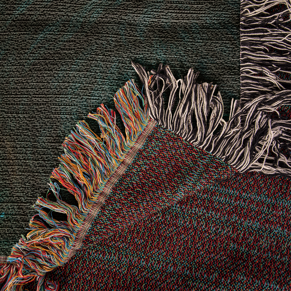 Woven Cotton Blanket – Majestic Wolves Staring at Each Other under Moon in Enchanted Forest