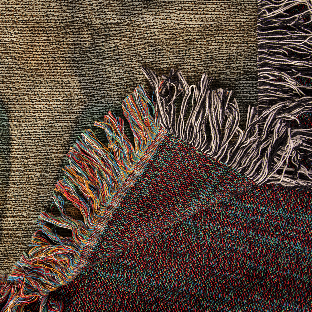 100% Cotton Woven Blanket – Enchanted Forest Scene with Two Wolves Staring Face to Face