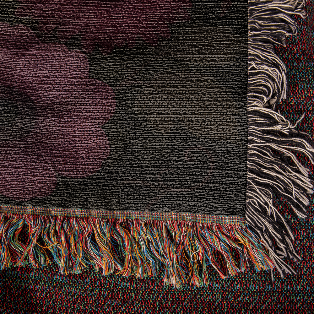100% Cotton Woven Blanket – Bat Resting in Blooming Flowers