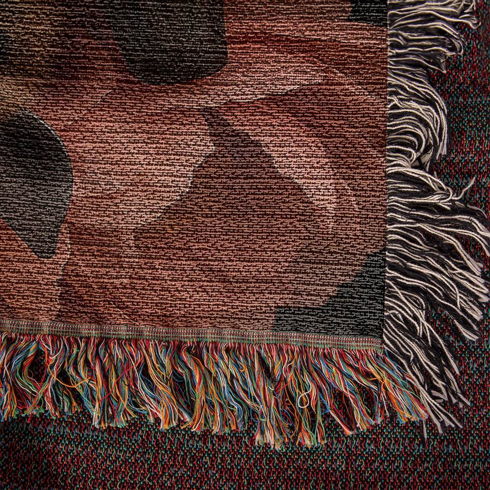 Premium Woven Cotton Throw – Bat Nestled among Vibrant Flowers