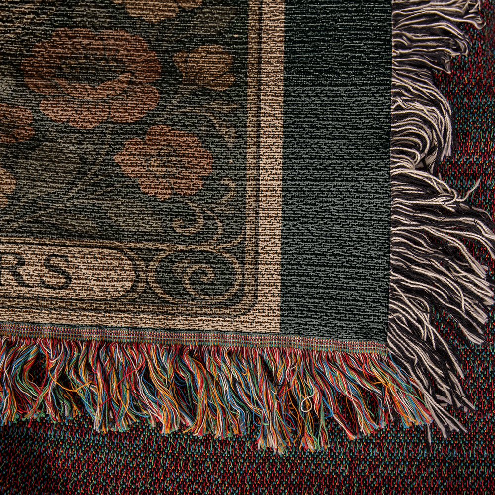 Woven Cotton Blanket – Enchanted Skeleton Couple in Floral Starry Scene, The Lovers Artwork