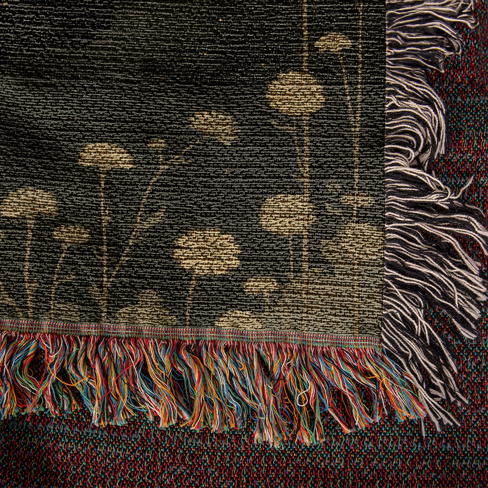 100% Cotton Woven Blanket – Majestic Deer on Night Meadow under Full Moon