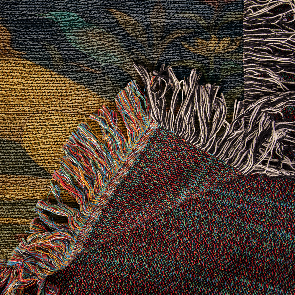 100% Cotton Woven Blanket – Majestic Lions under Forest Tree Gazing at One Another