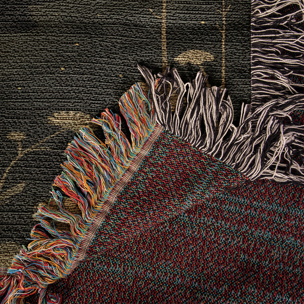 100% Cotton Woven Blanket – Majestic Deer on Night Meadow under Full Moon