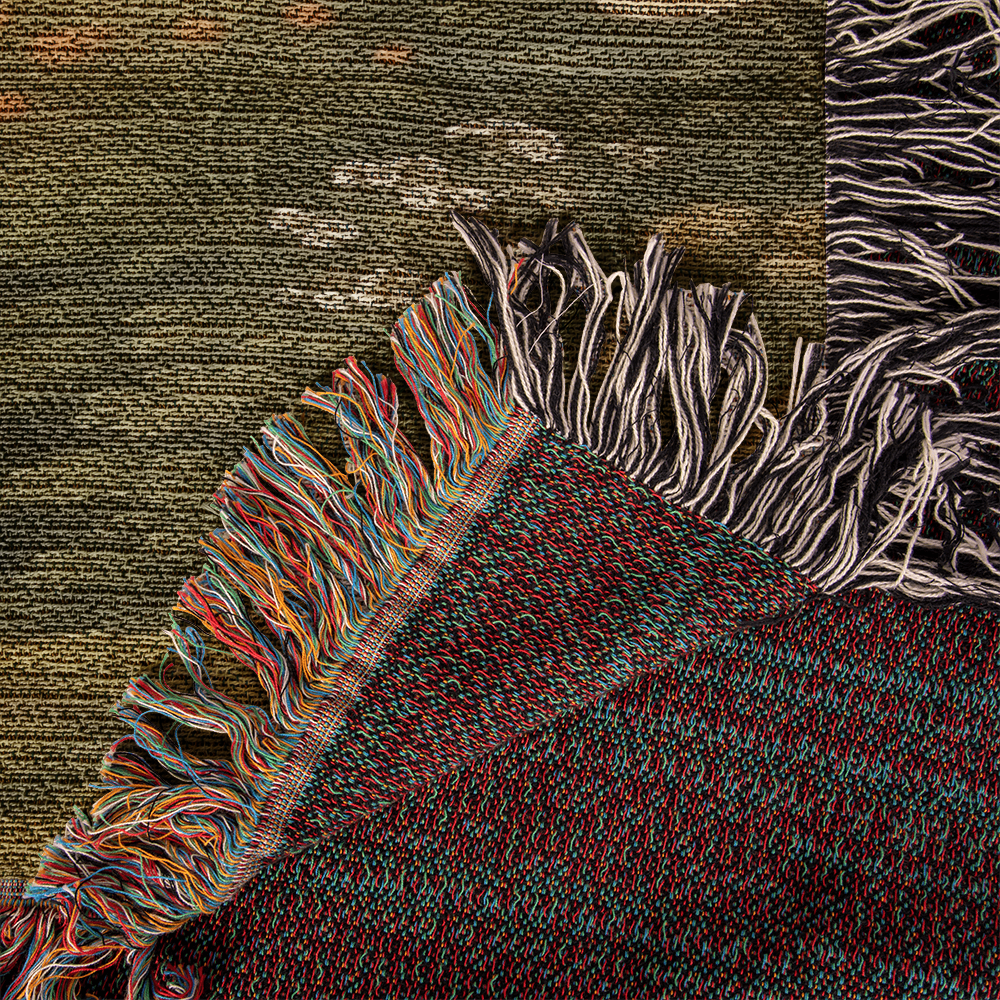 100% Cotton Woven Blanket – Fairytale Castle among Woodland Trees and Blossoms