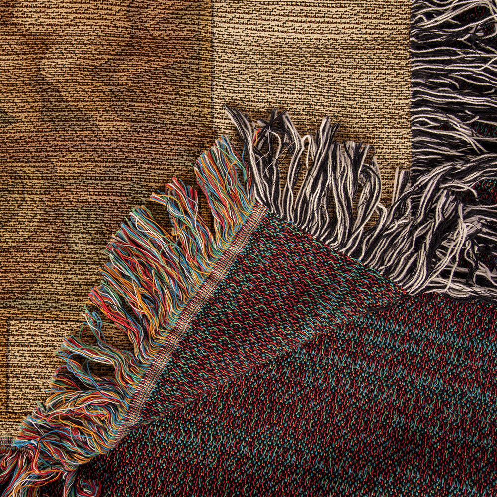 100% Cotton Woven Blanket – Gothic Skeleton Couple with Black Wings Surrounded by Cherubs, The Lovers Card Design