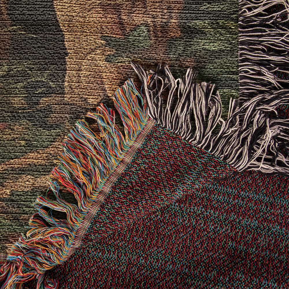 100% Cotton Woven Blanket – Enchanted Fox on Flowered Clearing in Woodland